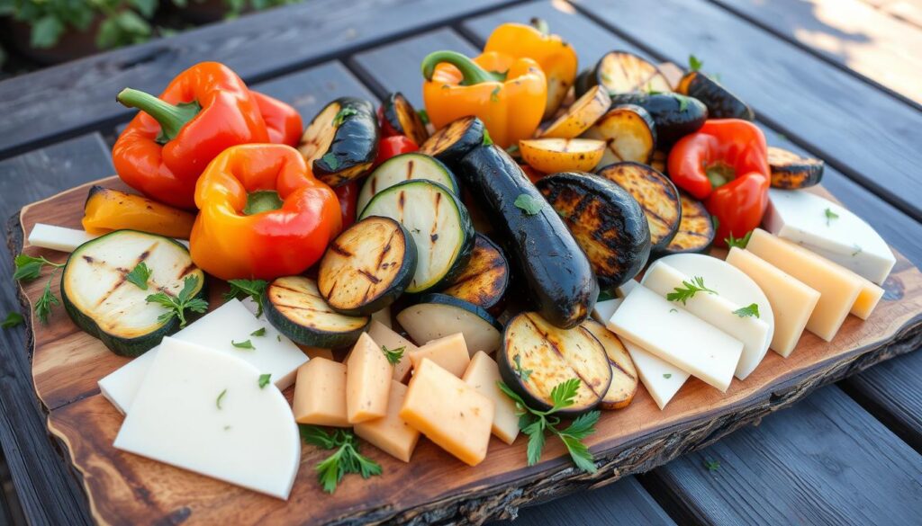 Smoked Vegetables and Cheese Platter